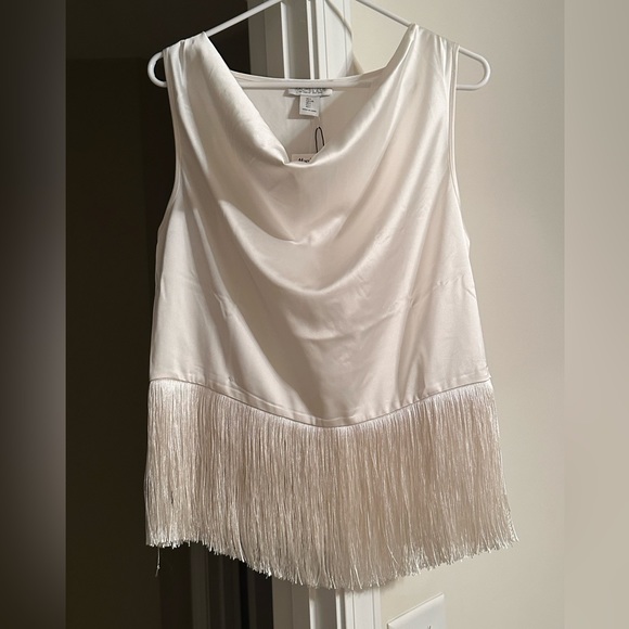 Rachel Zoe white top with fringe bottom - Picture 2 of 4